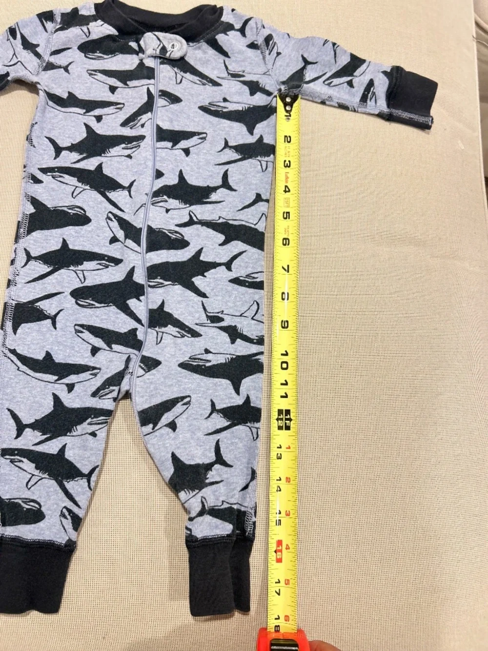 Hanna Andersson Navy Blue Shark Sleeper 6 to 9 Months - Picture 9 of 11